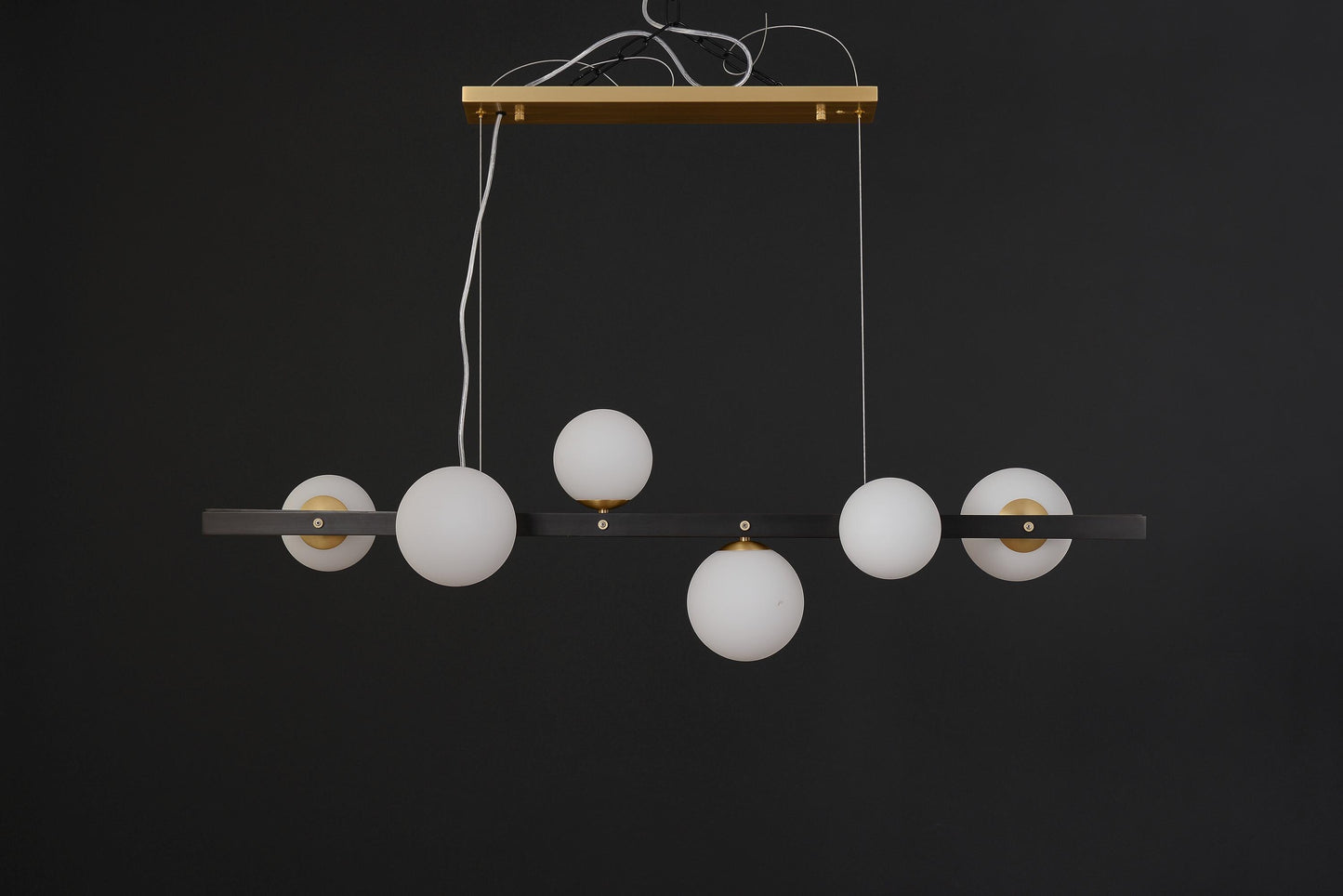 6-Light Vintage Design Copper and Glass Globe Chandelier | Copper and Black Light Fixture for Industrial Style Lighting