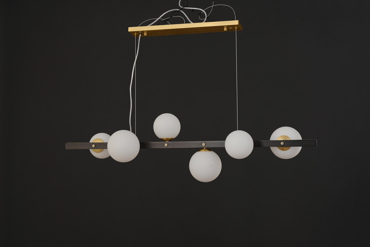 6-Light Vintage Design Copper and Glass Globe Chandelier | Copper and Black Light Fixture for Industrial Style Lighting