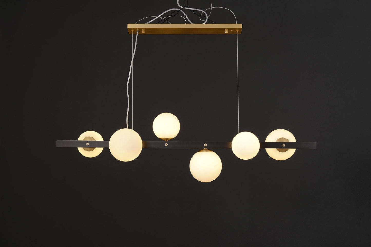6-Light Vintage Design Copper and Glass Globe Chandelier | Copper and Black Light Fixture for Industrial Style Lighting