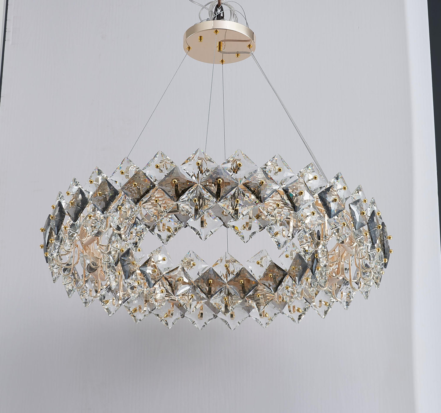 Premium Electroplated Gold Chandelier| Modern Hardware and Clear Light with Stunning K9 Crystal Accents