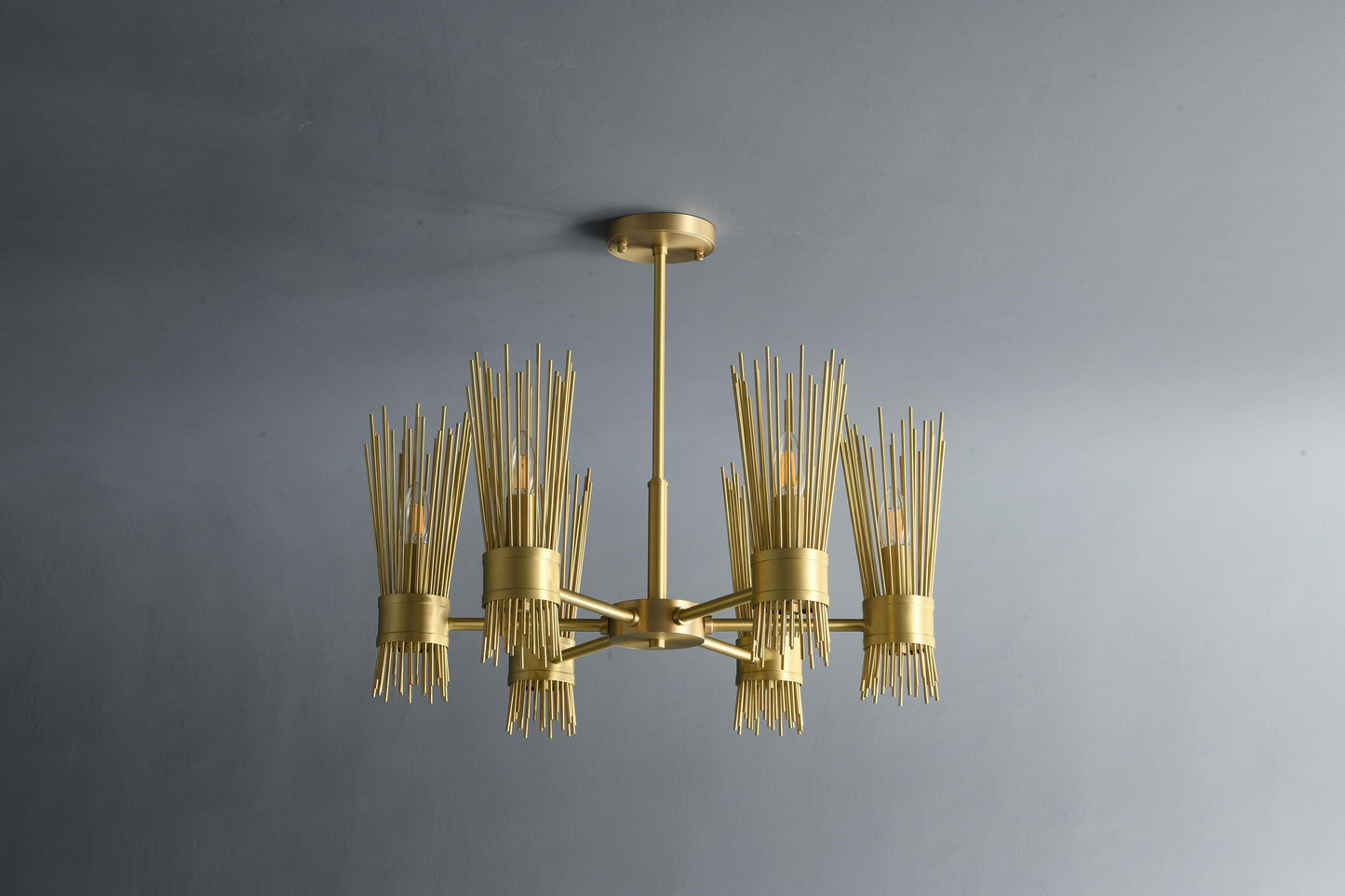 Stylish 6-Light Copper Fixture | Contemporary Copper Chandelier Design for Elegant Home Lighting