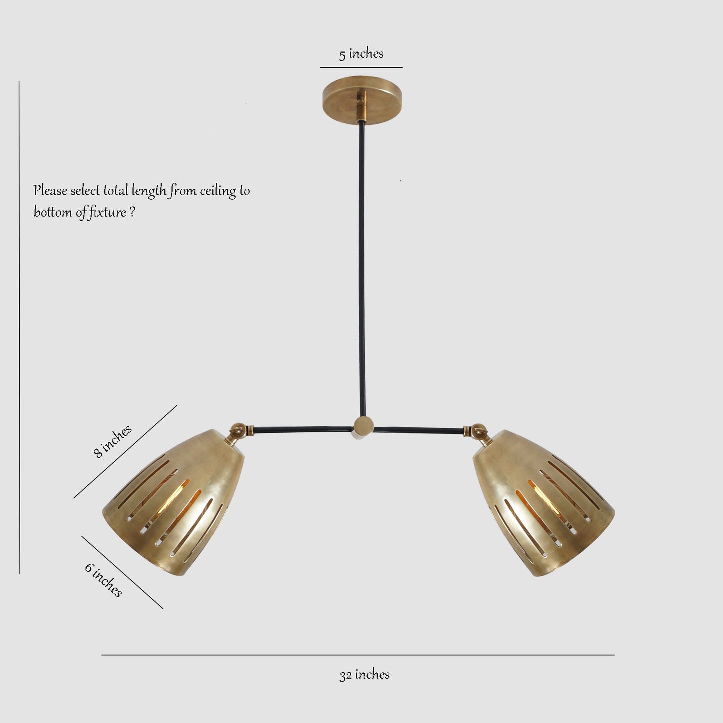 Double Shade Brass Counterweight Pendant Lamp