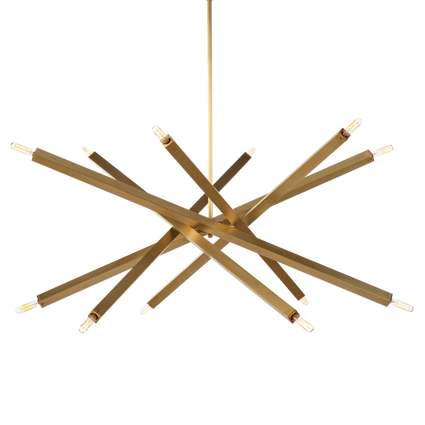 Spiral Modern Brass 12 Light Chandelier Fixture - Brushed Brass