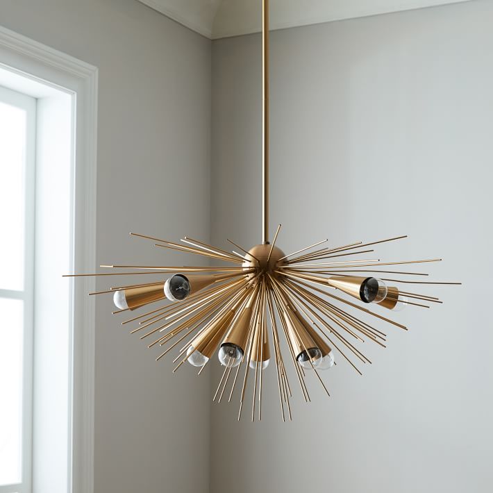 Half Urchin Modern Brass Sputnik Chandelier