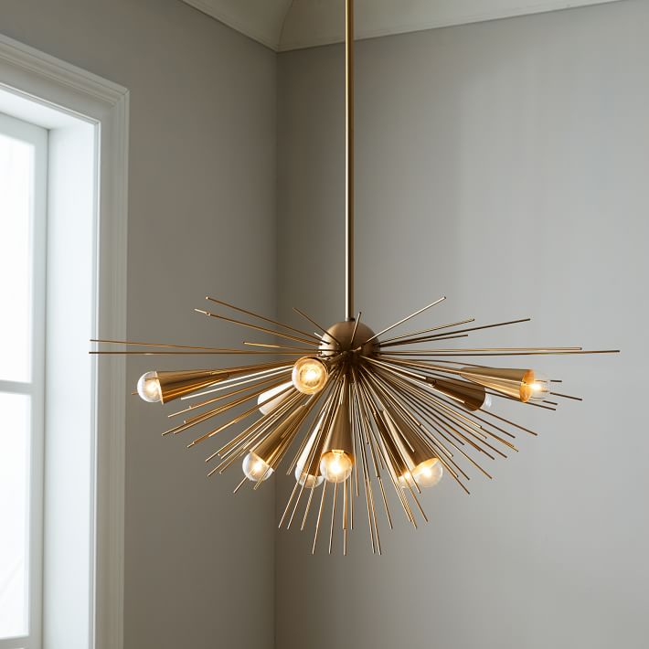Half Urchin Modern Brass Sputnik Chandelier