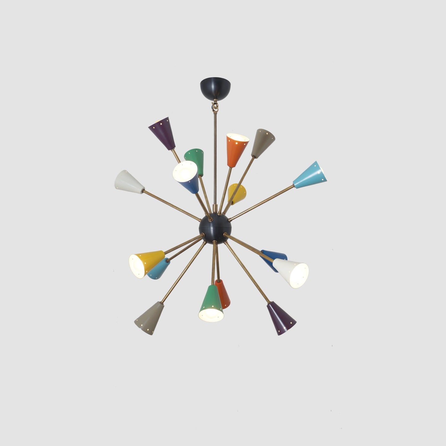 Stilnovo Multi Color Mid Century Italian Brass Sputnik Chandelier