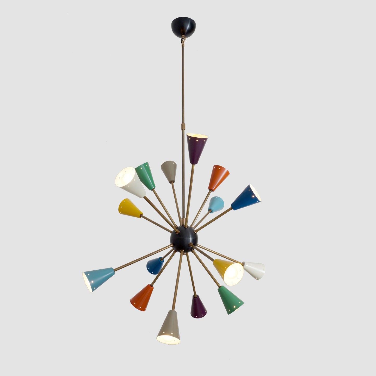 Stilnovo Multi Color Mid Century Italian Brass Sputnik Chandelier