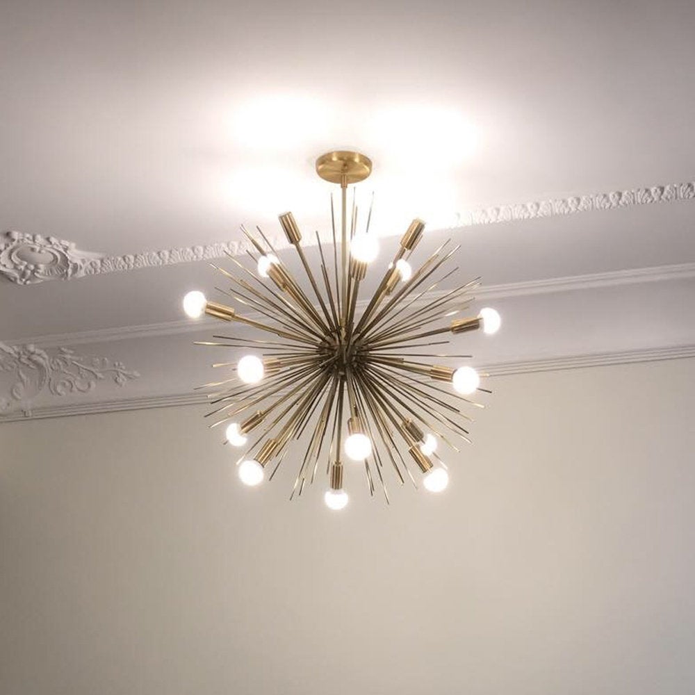 16 Lights Modern Brass Sputnik Urchin Chandelier Light Fixture 22"D