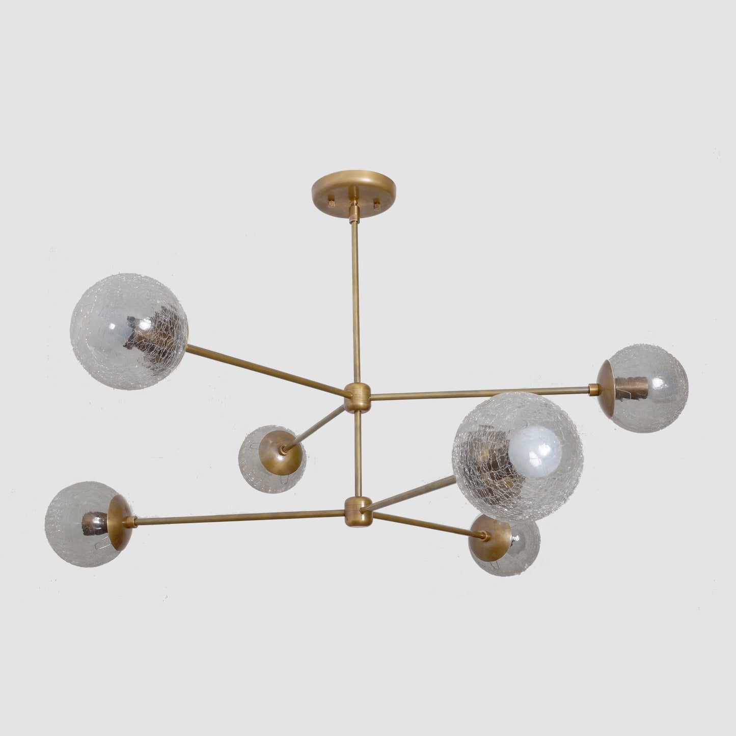 Oxford Patina Brass 3 Arm Cracked Glass Globe Chandelier