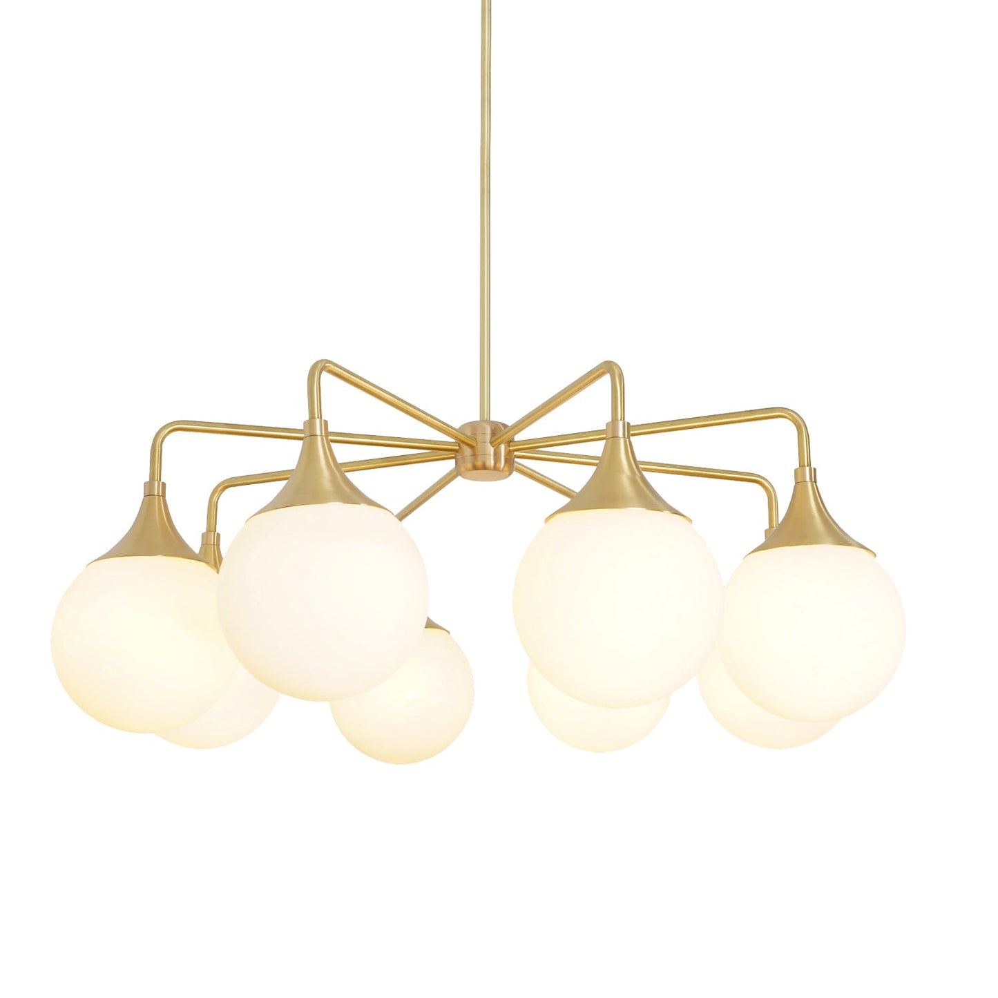 Modern Brass 8 Bulbs Glass Globe Trumpet Chandelier