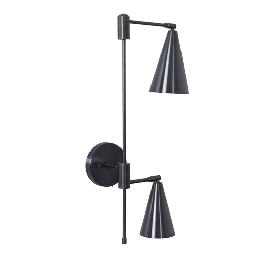 Double Shade Brass Articulated Arm Wall Lamp