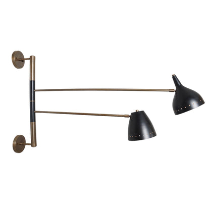Double Shade Brass Articulated Arm Wall Fixture