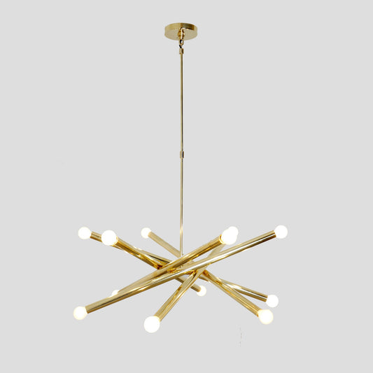 SPIRAL MODERN BRASS 12 LIGHT CHANDELIER FIXTURE - POLISHED BRASS