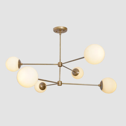 Oxford Patina Brass 3 Arm Milky Glass Globe Chandelier