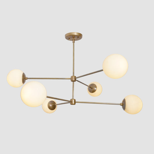 Oxford Patina Brass 3 Arm Milky Glass Globe Chandelier
