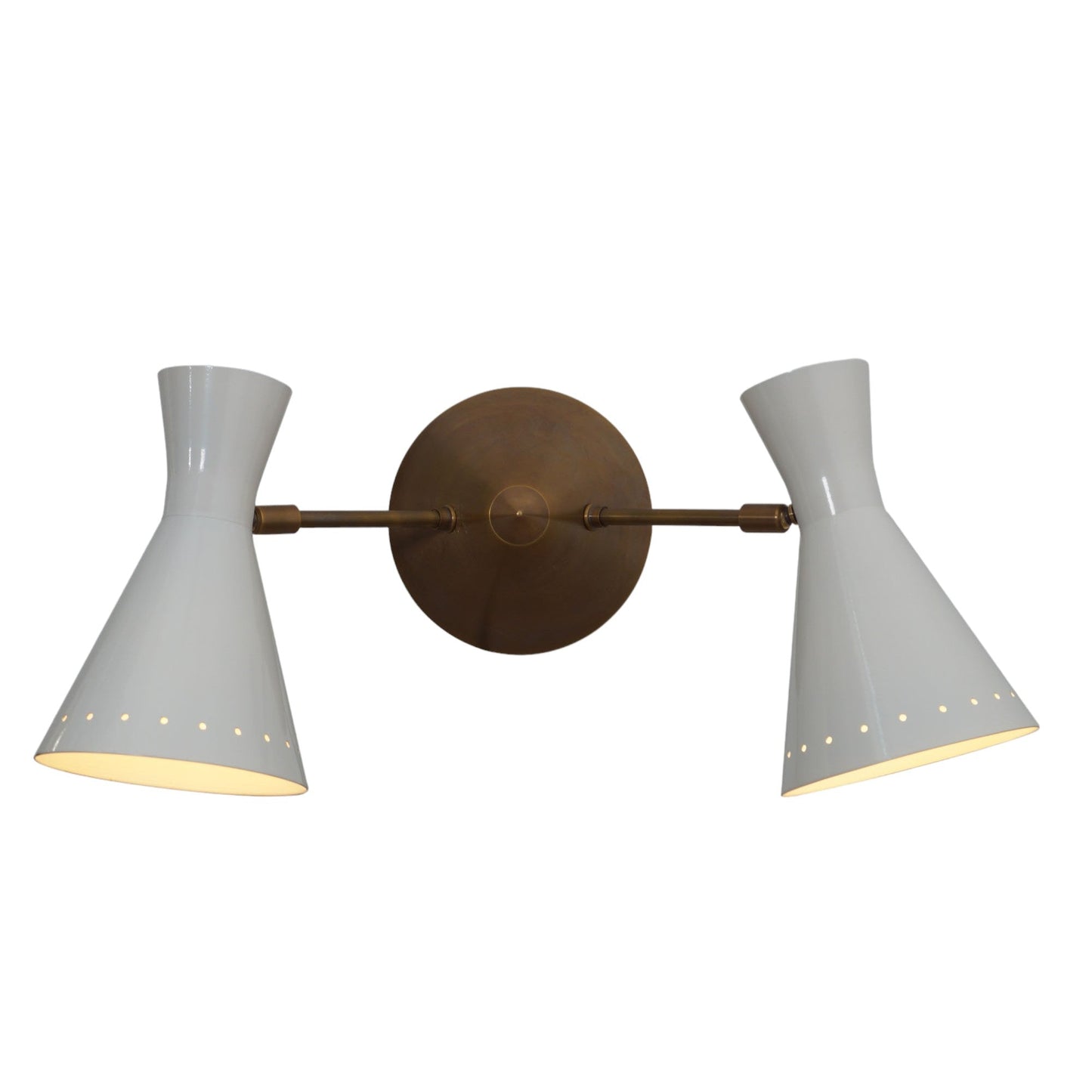 Double Shade Brass Articulated Arm Wall Lamp