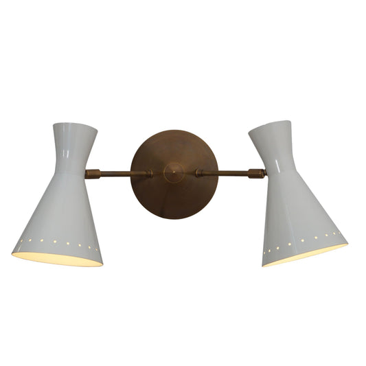 Double Shade Brass Articulated Arm Wall Lamp