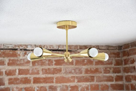 Modern Chandelier Five 5 Arm Pinwheel cone chandelier