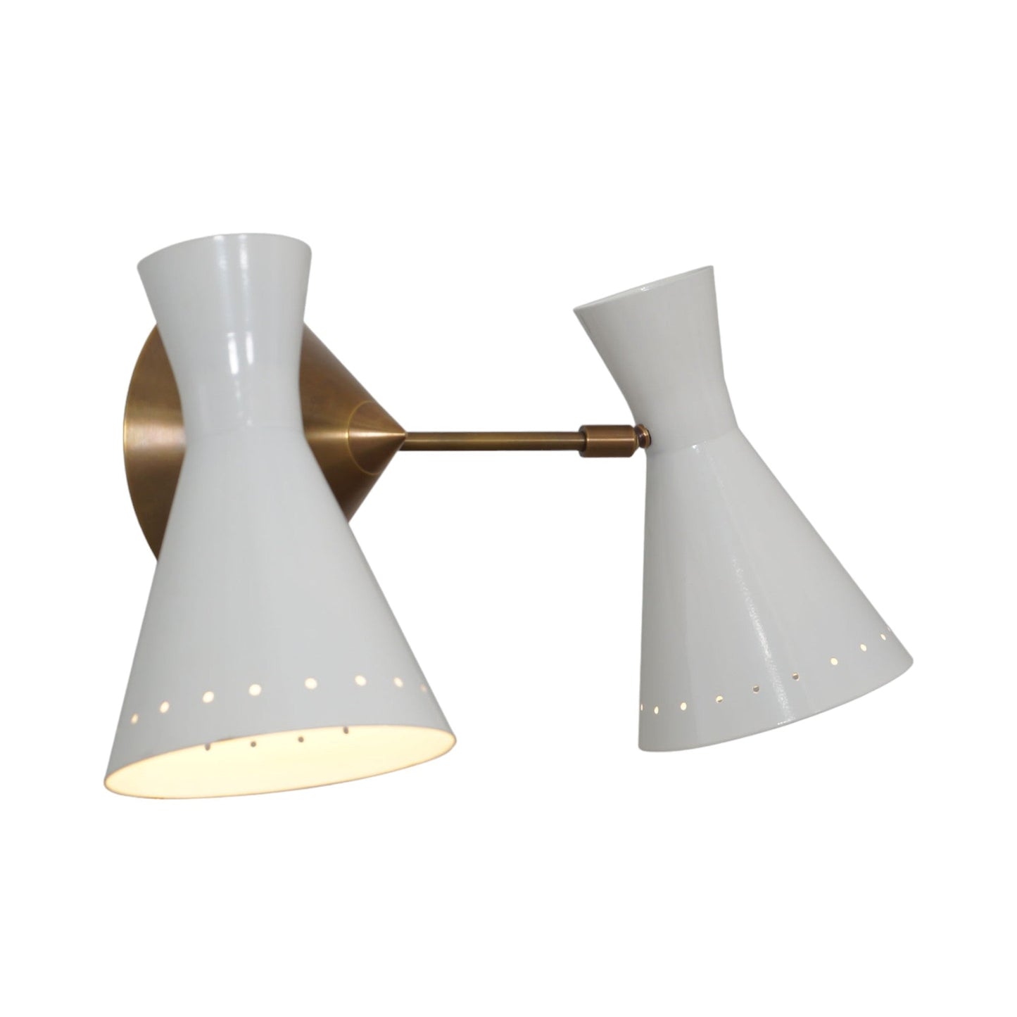 Double Shade Brass Articulated Arm Wall Lamp