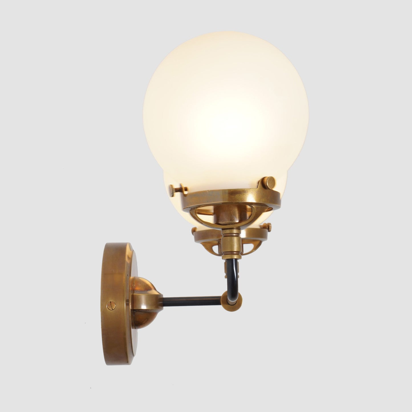 Mid Century Style Modern Brass Double Globe Wall Sconce