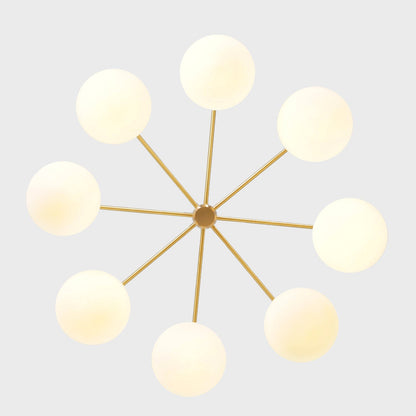 Modern Brass 8 Bulbs Glass Globe Trumpet Chandelier