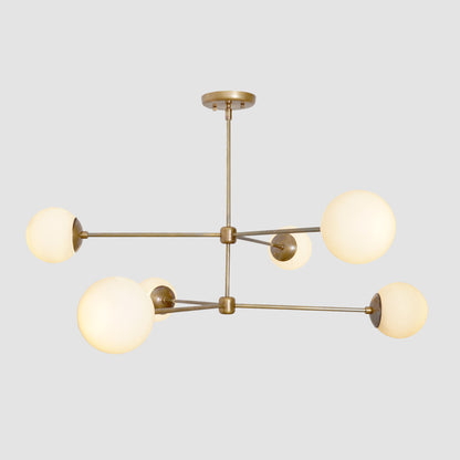 Oxford Patina Brass 3 Arm Milky Glass Globe Chandelier