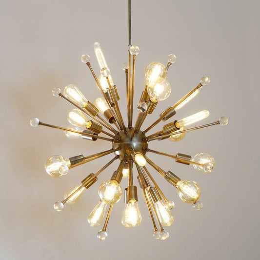 ITALIAN STARBURST BRASS CHANDELIER 34"