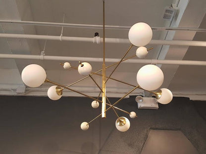 Huge Sculptural "Orbital" Brass Chandelier Light Fixture