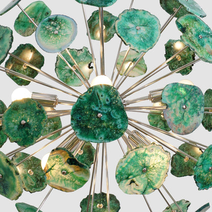 Handcrafted Green Agate Stone Ceiling Light Sputnik Chandelier