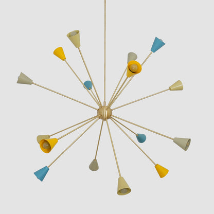 Stilnovo Style Modern Brass Colourful Sputnik Chandelier