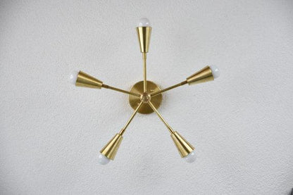 Modern Chandelier Five 5 Arm Pinwheel cone chandelier