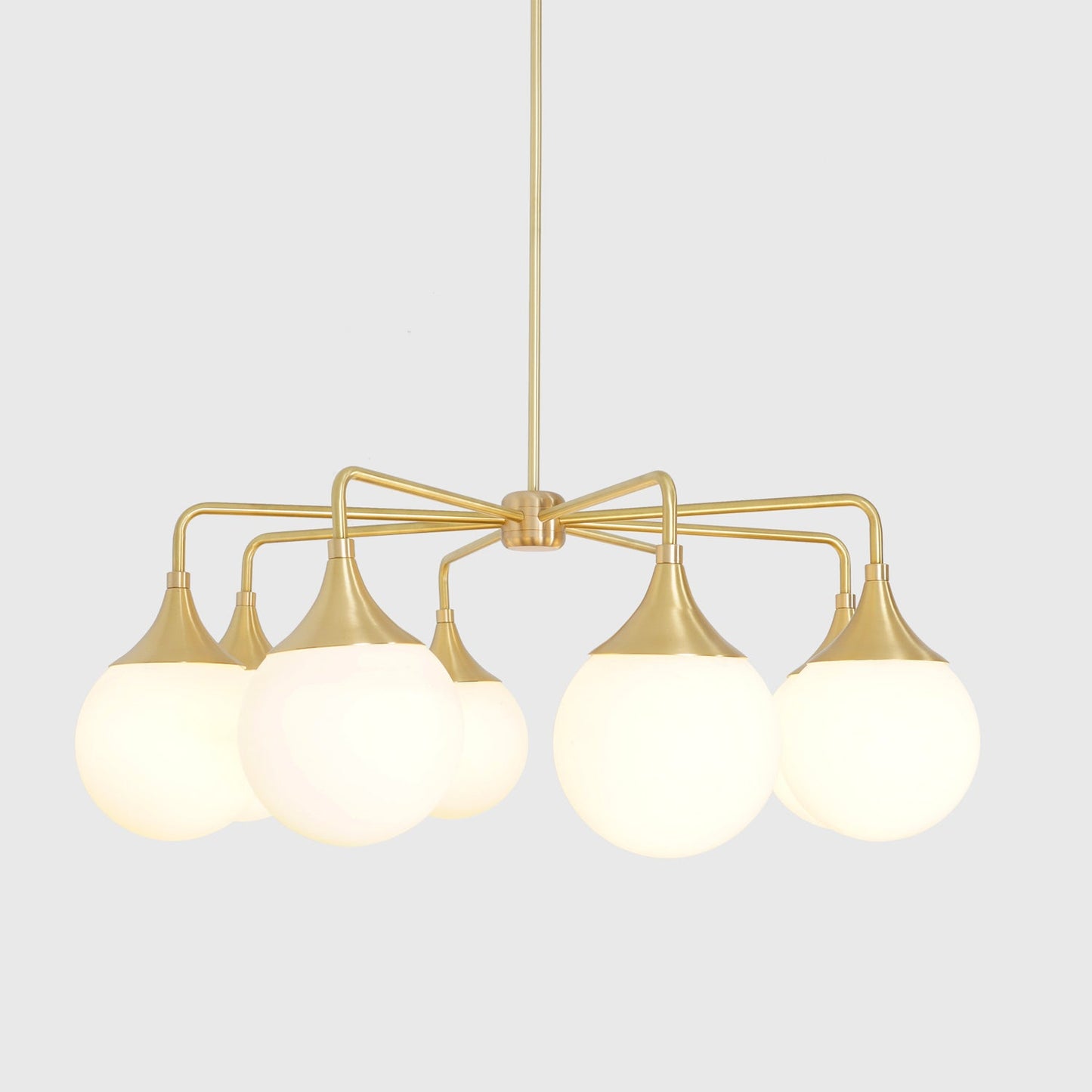 Modern Brass 8 Bulbs Glass Globe Trumpet Chandelier