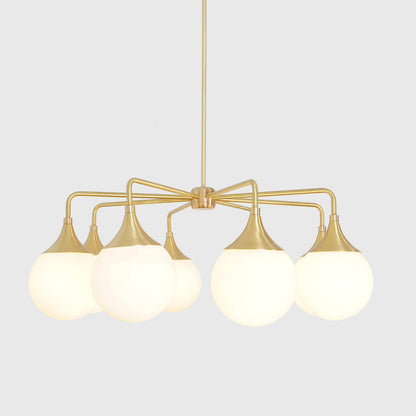 Modern Brass 8 Bulbs Glass Globe Trumpet Chandelier