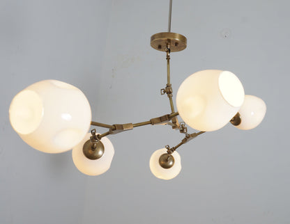 Modern Brass 6 Globe Branching Bubble Chandelier