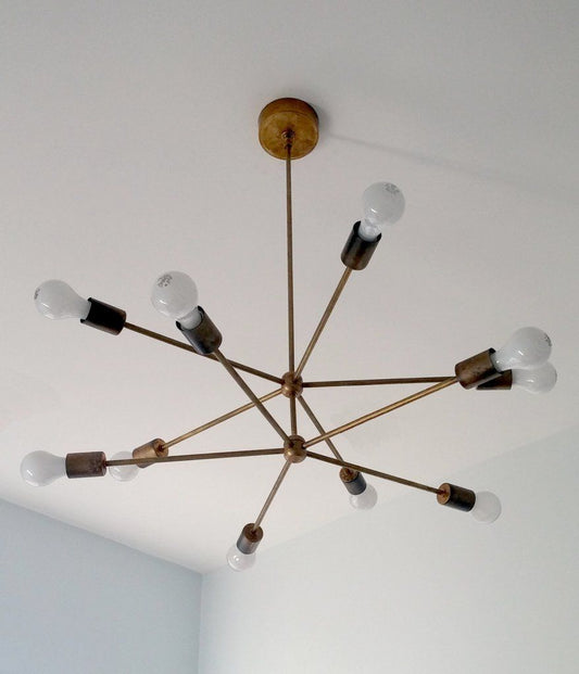 10 Light Modern Brass Sputnik Chandelier