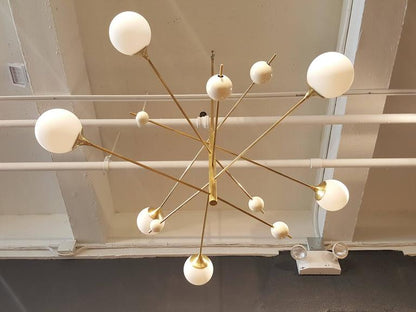 Huge Sculptural "Orbital" Brass Chandelier Light Fixture