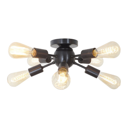 8 Light Modern Brass Sputnik Flush Mount Chandelier Light Fixture.