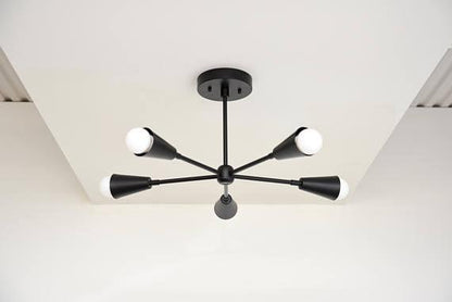 Modern Chandelier Five 5 Arm Pinwheel cone chandelier