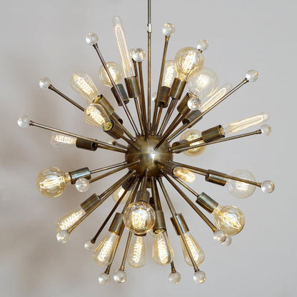 ITALIAN STARBURST BRASS CHANDELIER 34"