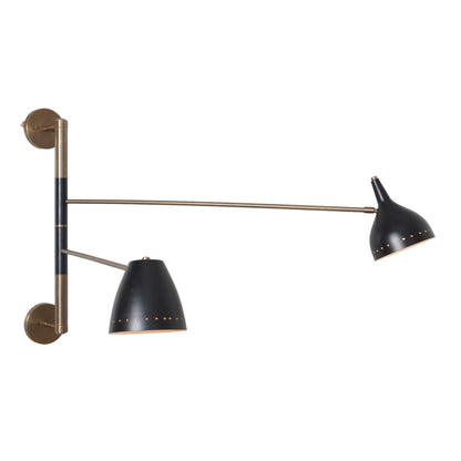 Double Shade Brass Articulated Arm Wall Fixture