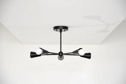 Modern Chandelier Five 5 Arm Pinwheel cone chandelier