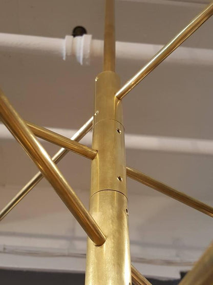 Huge Sculptural "Orbital" Brass Chandelier Light Fixture
