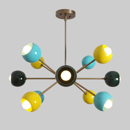 Mid Century Multicolor 12 Arm Sputnik Chandelier
