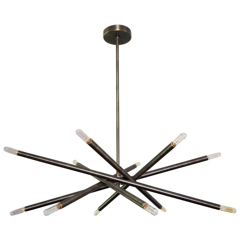 Modern Brass 12 Light Spiral Chandelier 28"D