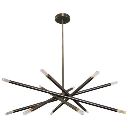 Modern Brass 12 Light Spiral Chandelier 28"D