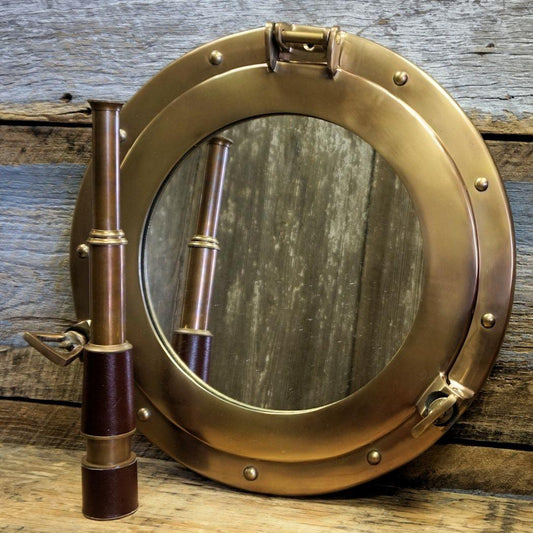 Antiqued Bronze 15 Inch Porthole Mirror