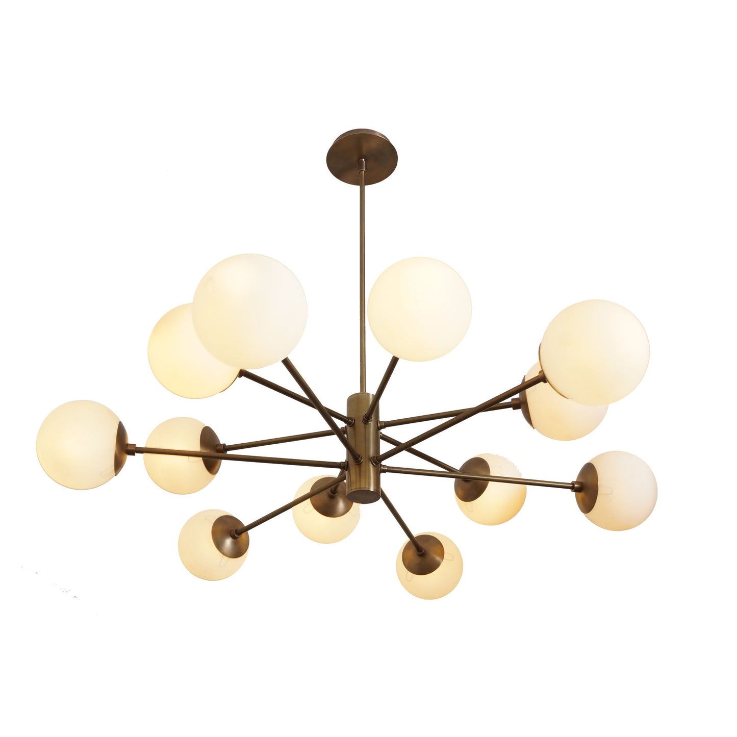 Karrington 12 Light Modern Brass Sputnik Opal Glass Chandelier