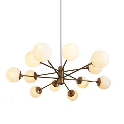 Karrington 12 Light Modern Brass Sputnik Opal Glass Chandelier