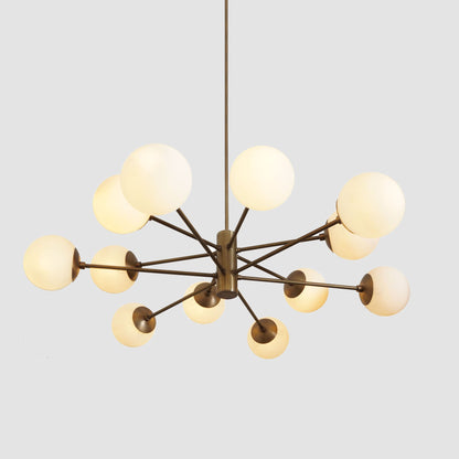 Karrington 12 Light Modern Brass Sputnik Opal Glass Chandelier