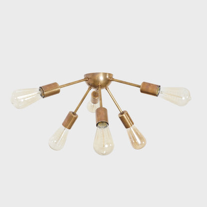 Modern Brass 6 Arm Light Sputnik Flush Mount Chandelier Light Fixture.